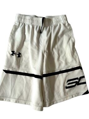 Under Armour SC Youth Boy Medium 10/12 Years Basketball Shorts White Black